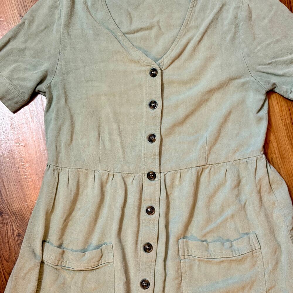 Sage Green Button Front Cottagecore Prarie Midi Dress - Small - Picture 3 of 9